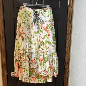 Tommy Hilfiger Floral A-Line Skirt - Green and Red